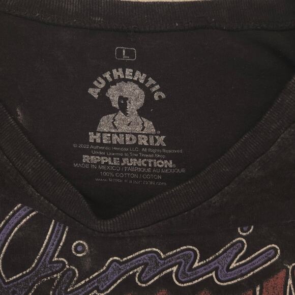 Jimi Hendrix Band Crew Neck Short Sleeve Graphic T Shirt Mens Size L Black - Picture 3 of 9